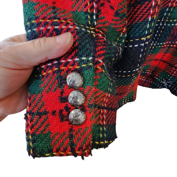 Talbots Classic Shetland Blazer Evening Plaid Blazer Jacket Size 18 Wool Blend N - Picture 4 of 4